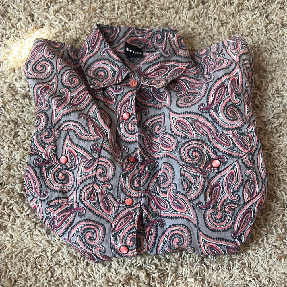 Cruel Girl Pink and Gray Button Down Shirt